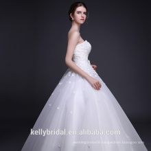 3D Flowers with Pearls Wedding Dress Sweetheart Neckline Bridal Gown Puffy Skirt Wedding Dress 2017